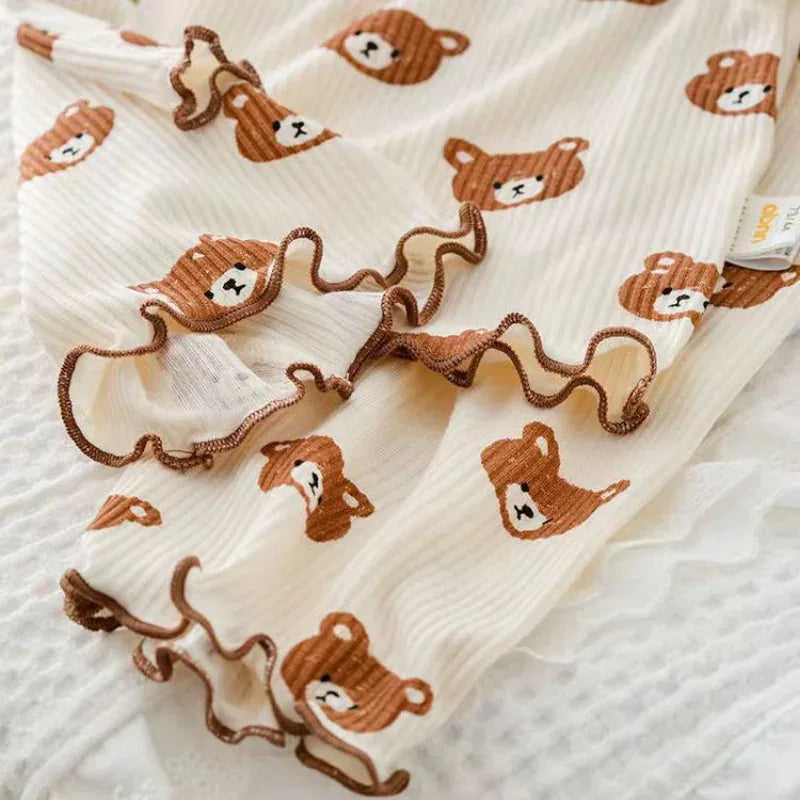 Summer Bear Pajama Set for Baby Girls (T-shirt & Shorts) - # BAAA81810011 - BIG FRENCHIES