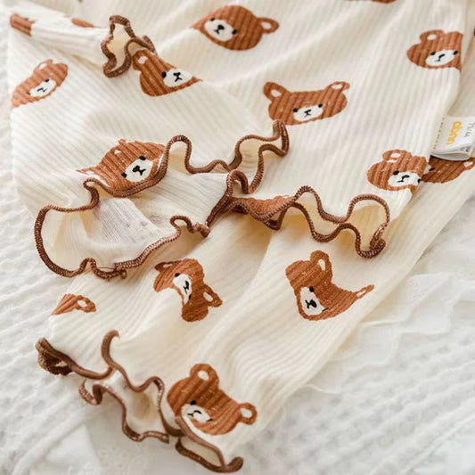 Summer Bear Pajama Set for Baby Girls (T-shirt & Shorts) - # BAAA81810011
