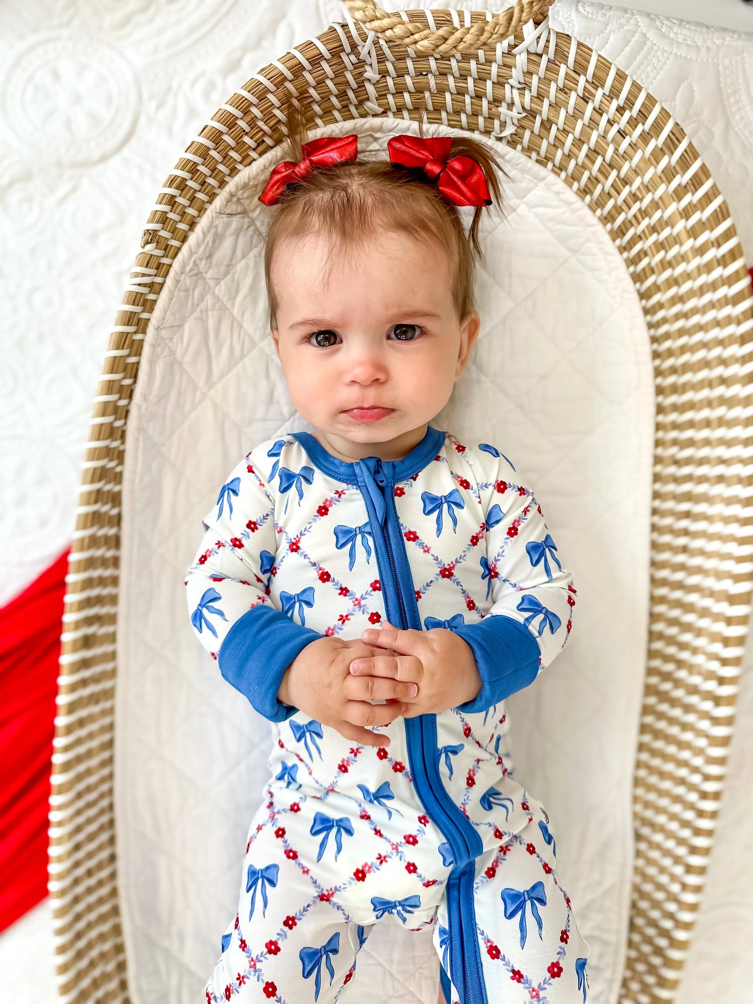 Red White & Bows Bamboo Zippy Pajamas - BIG FRENCHIES