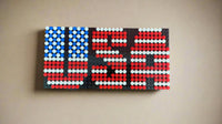 Build-It-Yourself DIY USA Flag Brick Sign Kit – 32x16 Studs | Red, White & Blue Mosaic on Black Base - BIG FRENCHIES