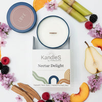 Nectar Delight Luxury Candle | 8oz Non-Toxic Soy Candle with Wooden Wick | Clean Burn