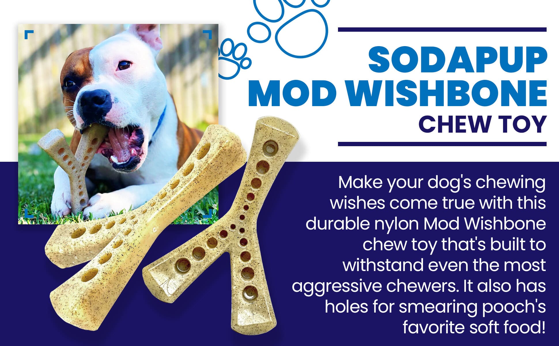 MOD Wishbone Nylon Dog Chew Toy for Aggressive Chewers | USA Made - BIG FRENCHIES