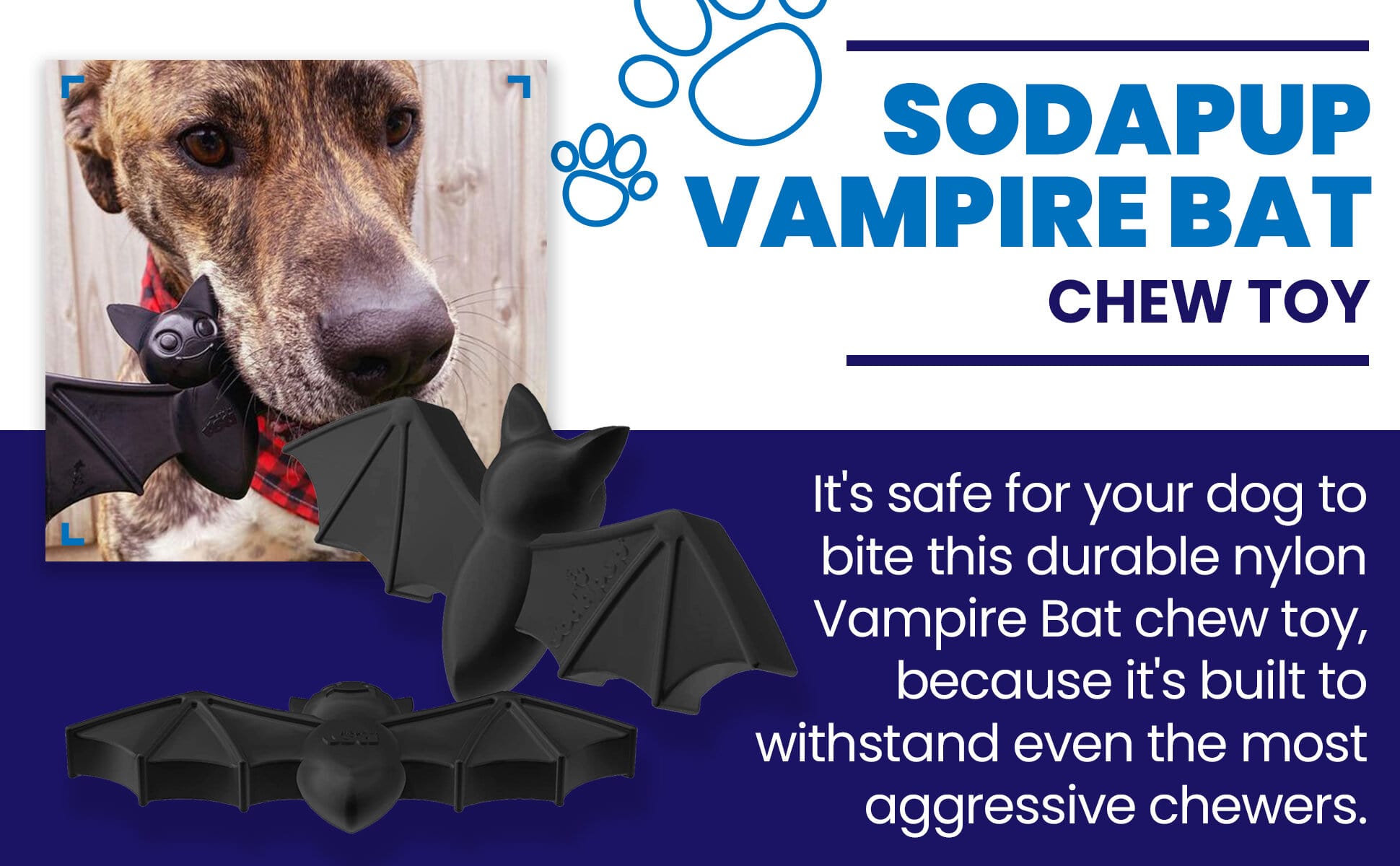 Vampire Bat Nylon Dog Chew Toy for Aggressive Chewers | USA Made & FDA Compliant - BIG FRENCHIES