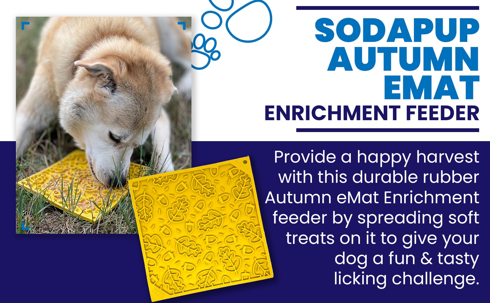 Autumn eMat - Enrichment Lick Mat For Dogs and Cats| Fall Leaves Design | SodaPup - BIG FRENCHIES