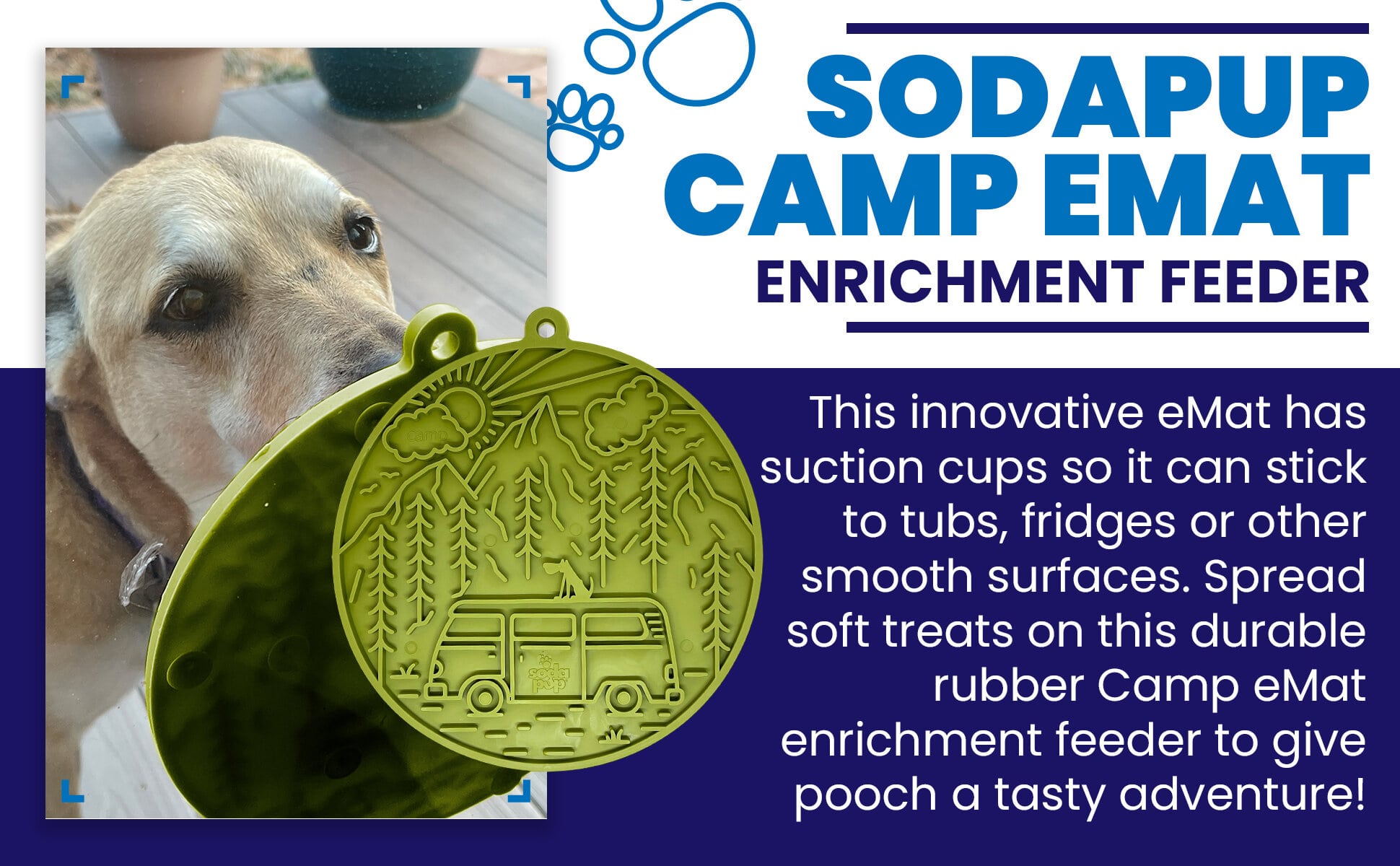 Camp eMat - Enrichment Lick Mat For Dogs and Cats - with Suction Cups | Retro Van Design | USA Made - BIG FRENCHIES