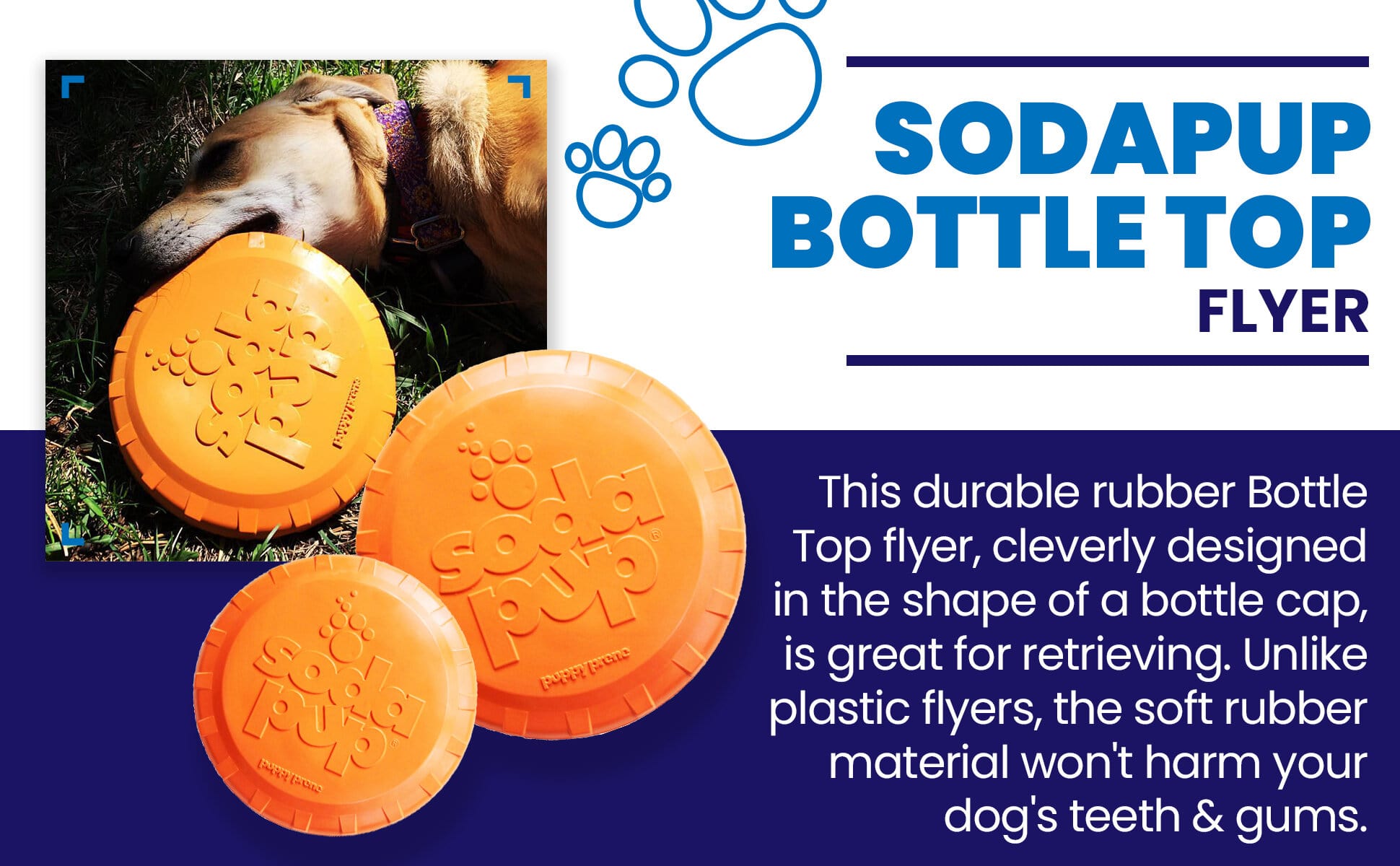 Bottle Top Flyer Rubber Frisbee for Dogs | Orange | Vet Approved | USA Made - BIG FRENCHIES
