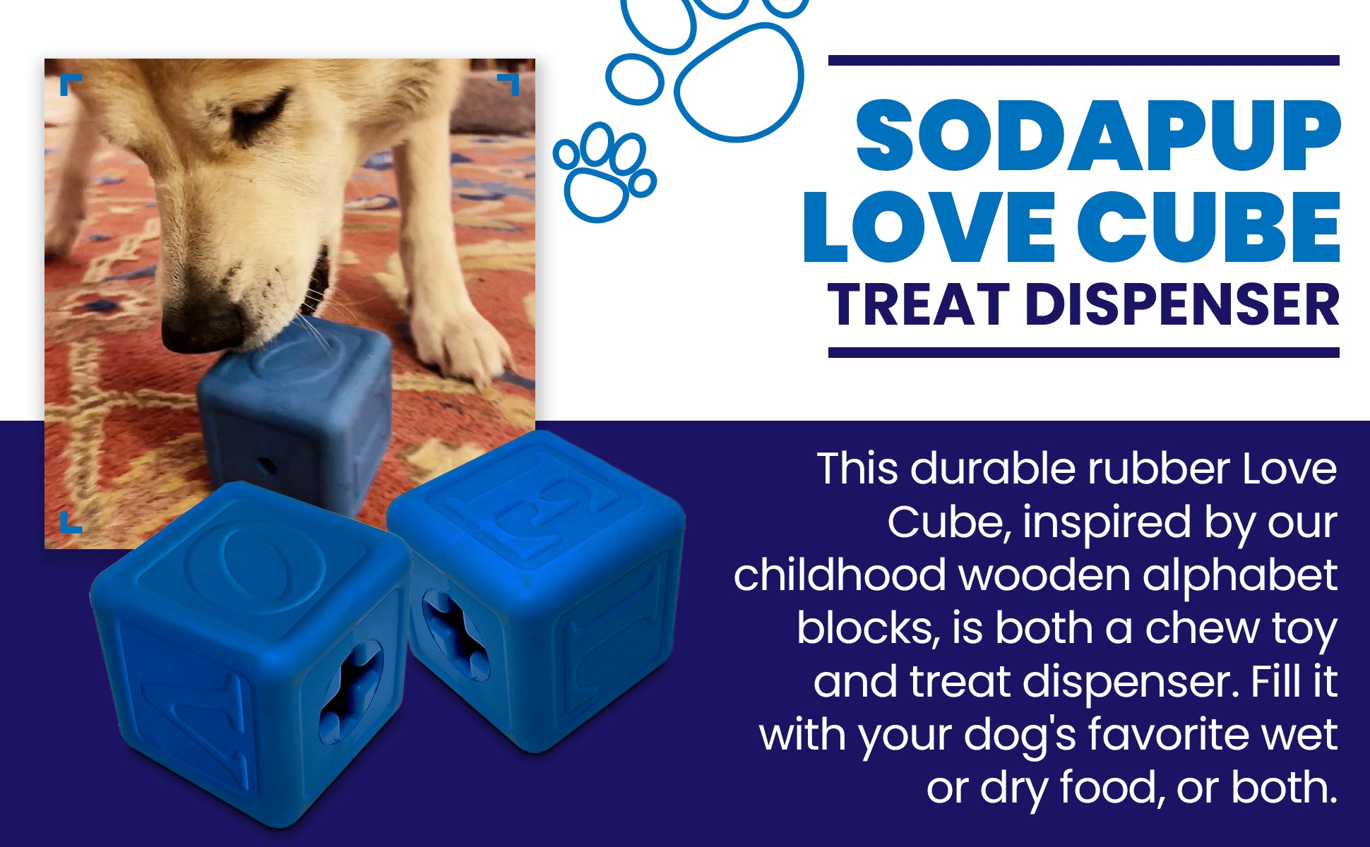 Love Cube eDispenser - Durable Rubber Chew Toy & Treat Dispenser | USA Made - BIG FRENCHIES