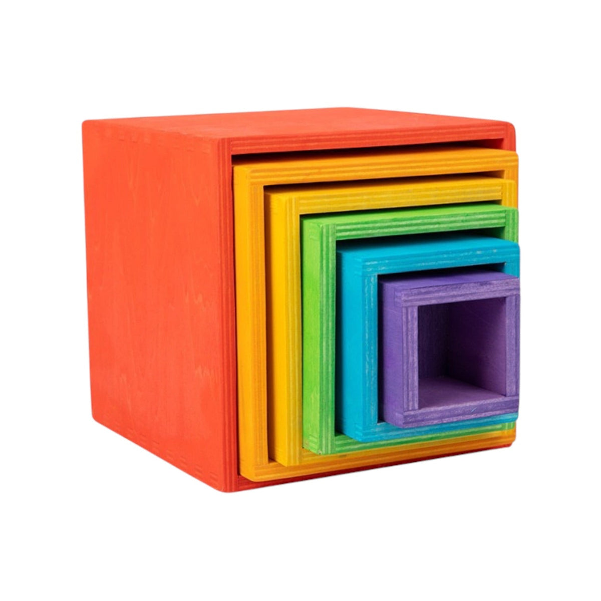 6-Piece Primary Color Rainbow Wooden Nesting Box Set
