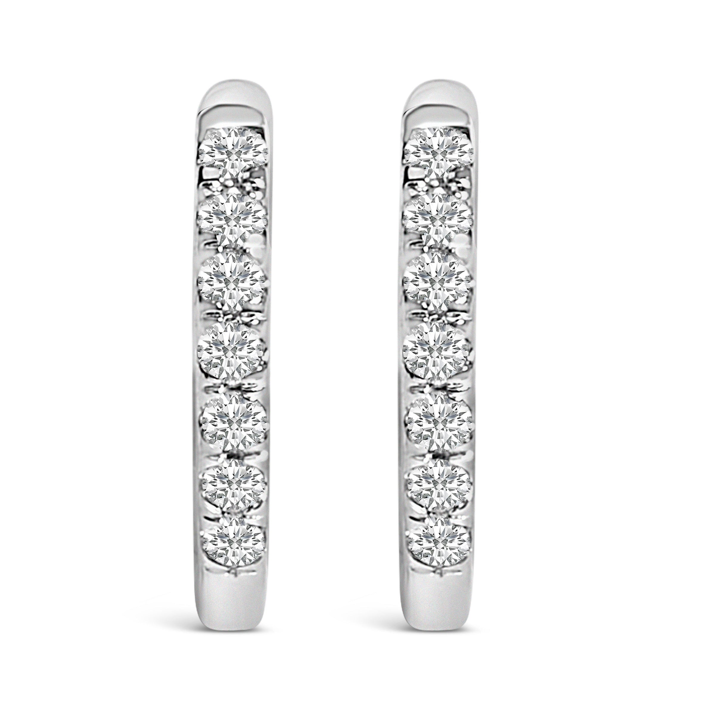 10K Rose Gold 1/4 Cttw Diamond Double Sided Huggie Hoop Earrings