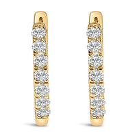 10K Rose Gold 1/4 Cttw Diamond Double Sided Huggie Hoop Earrings