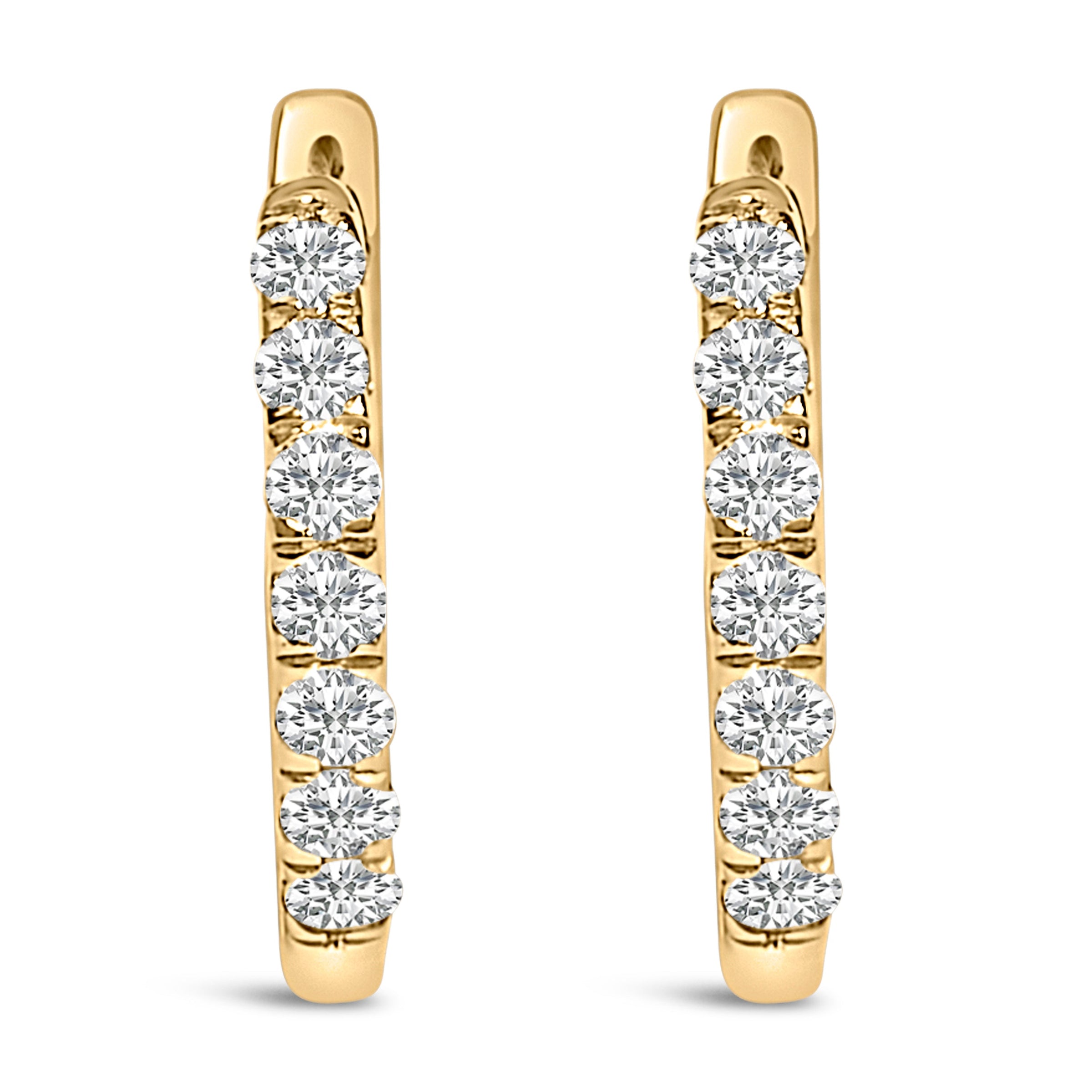 10K Rose Gold 1/4 Cttw Diamond Double Sided Huggie Hoop Earrings