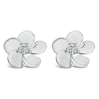 10K White Gold 1/3 Cttw Lab Grown Diamond Flower Petal Stud Earrings