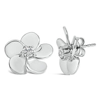 10K White Gold 1/3 Cttw Lab Grown Diamond Flower Petal Stud Earrings