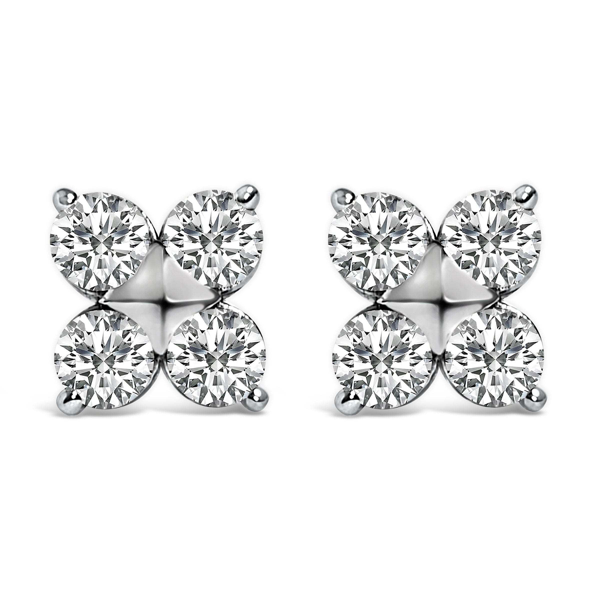 10K White Gold 1/2 Cttw Lab Grown Diamond Snowflake Stud Earrings