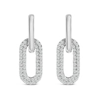 10K White Gold 1/2 Cttw Lab Grown Diamond Dangling Paperclip Drop Earrings