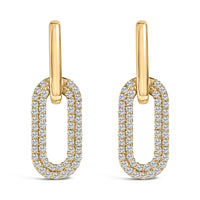 10K White Gold 1/2 Cttw Lab Grown Diamond Dangling Paperclip Drop Earrings