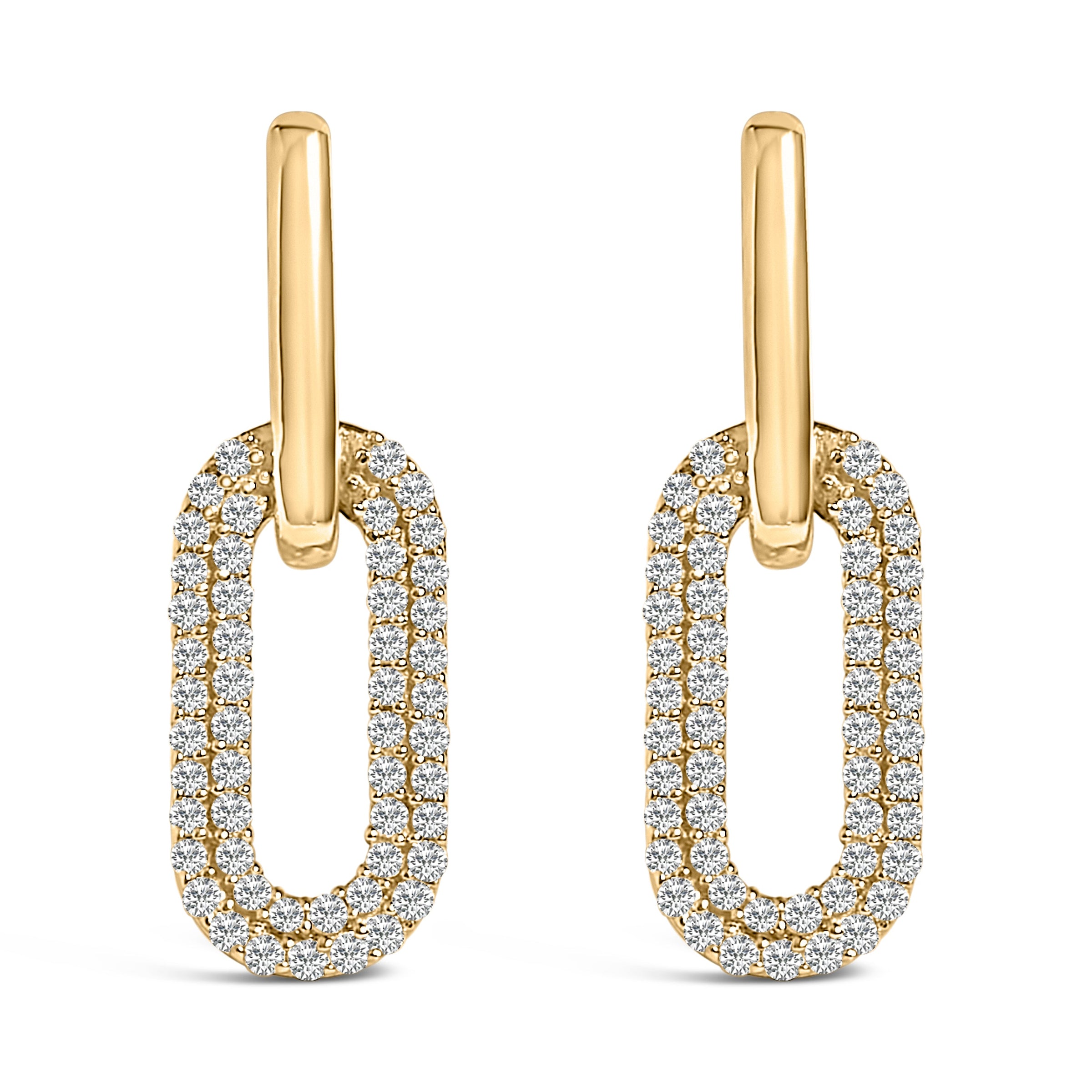 10K White Gold 1/2 Cttw Lab Grown Diamond Dangling Paperclip Drop Earrings