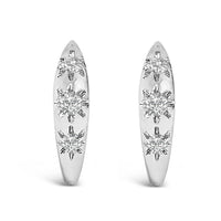 10K White Gold 1/5 Cttw Lab Grown Diamond Three Stone Huggie Hoop Earrings