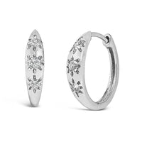 10K White Gold 1/5 Cttw Lab Grown Diamond Three Stone Huggie Hoop Earrings