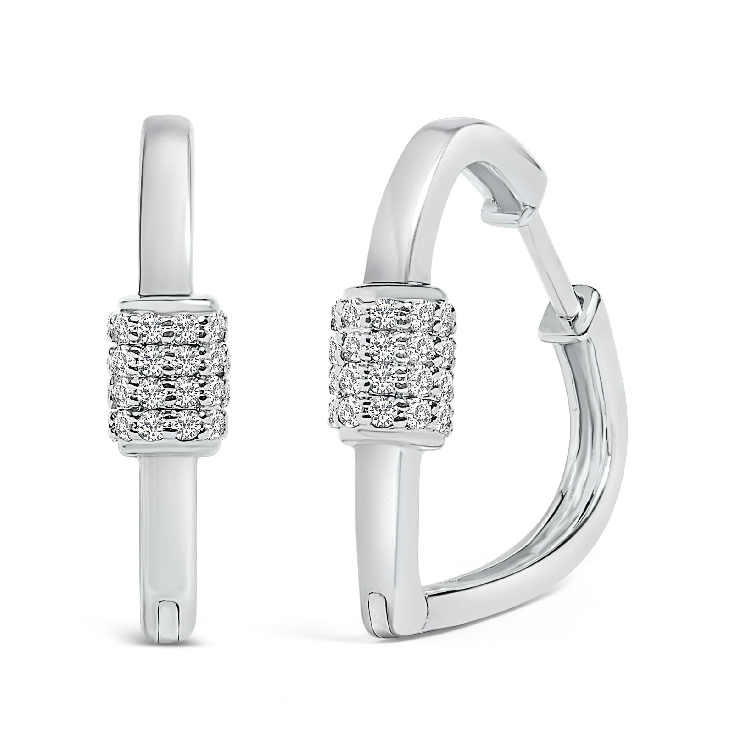 10K White Gold 3/8 Cttw Lab Grown Diamond Heart Shaped Huggie Hoop Earrings