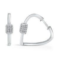 10K White Gold 3/8 Cttw Lab Grown Diamond Heart Shaped Huggie Hoop Earrings