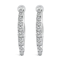 10K White Gold 1/4 Cttw Lab Grown Diamond Heart Shaped Huggy Hoop Earrings