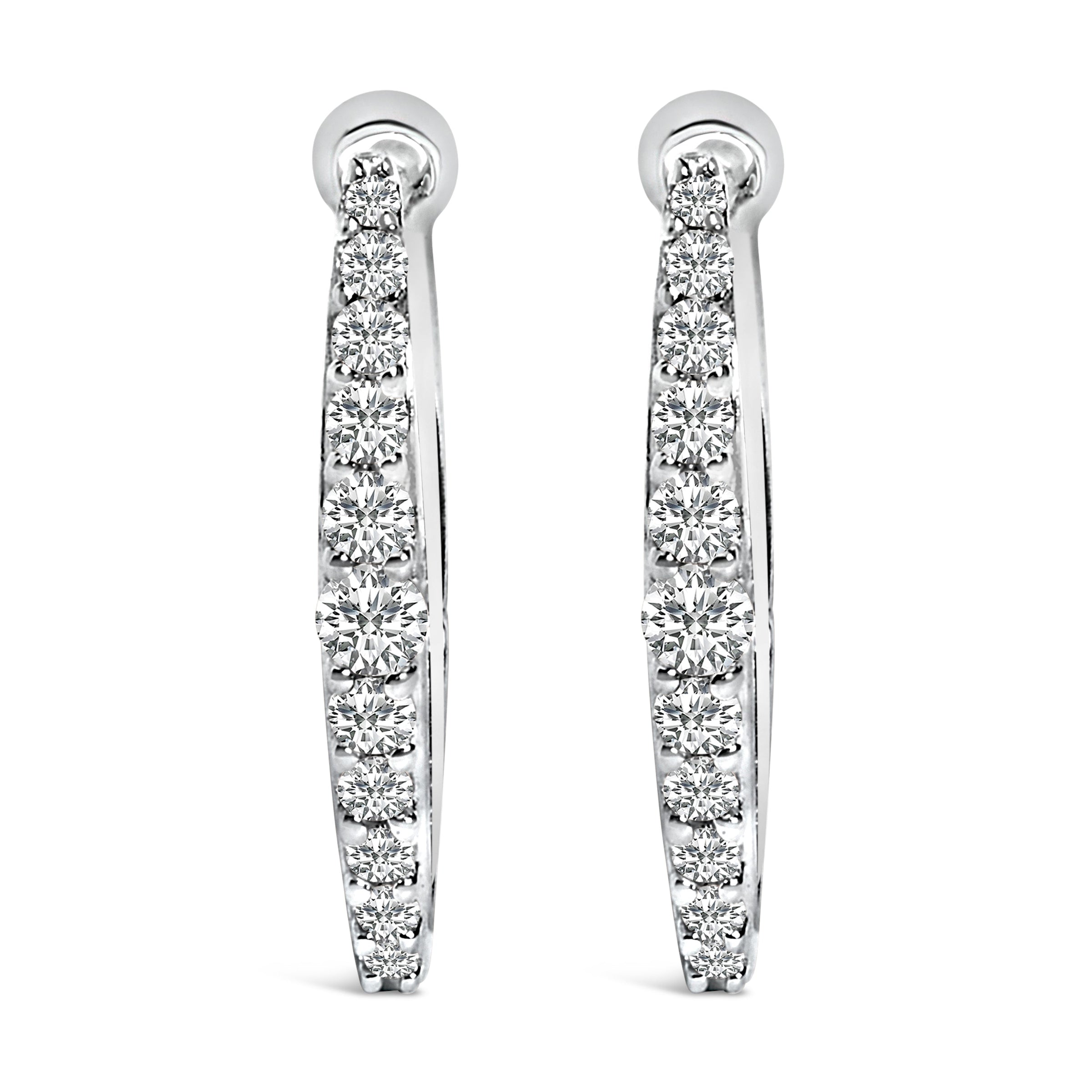 10K White Gold 1/4 Cttw Lab Grown Diamond Heart Shaped Huggy Hoop Earrings