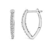 10K White Gold 1/4 Cttw Lab Grown Diamond Heart Shaped Huggy Hoop Earrings