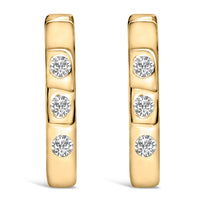 10K White Gold 1/10 Cttw Three Stone Lab Grown Diamond Oval Huggies Hoop Earrings
