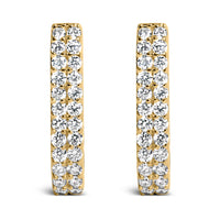 10K White Gold 1/4 Cttw Lab Grown Diamond Double Row Huggie Hoop Earrings