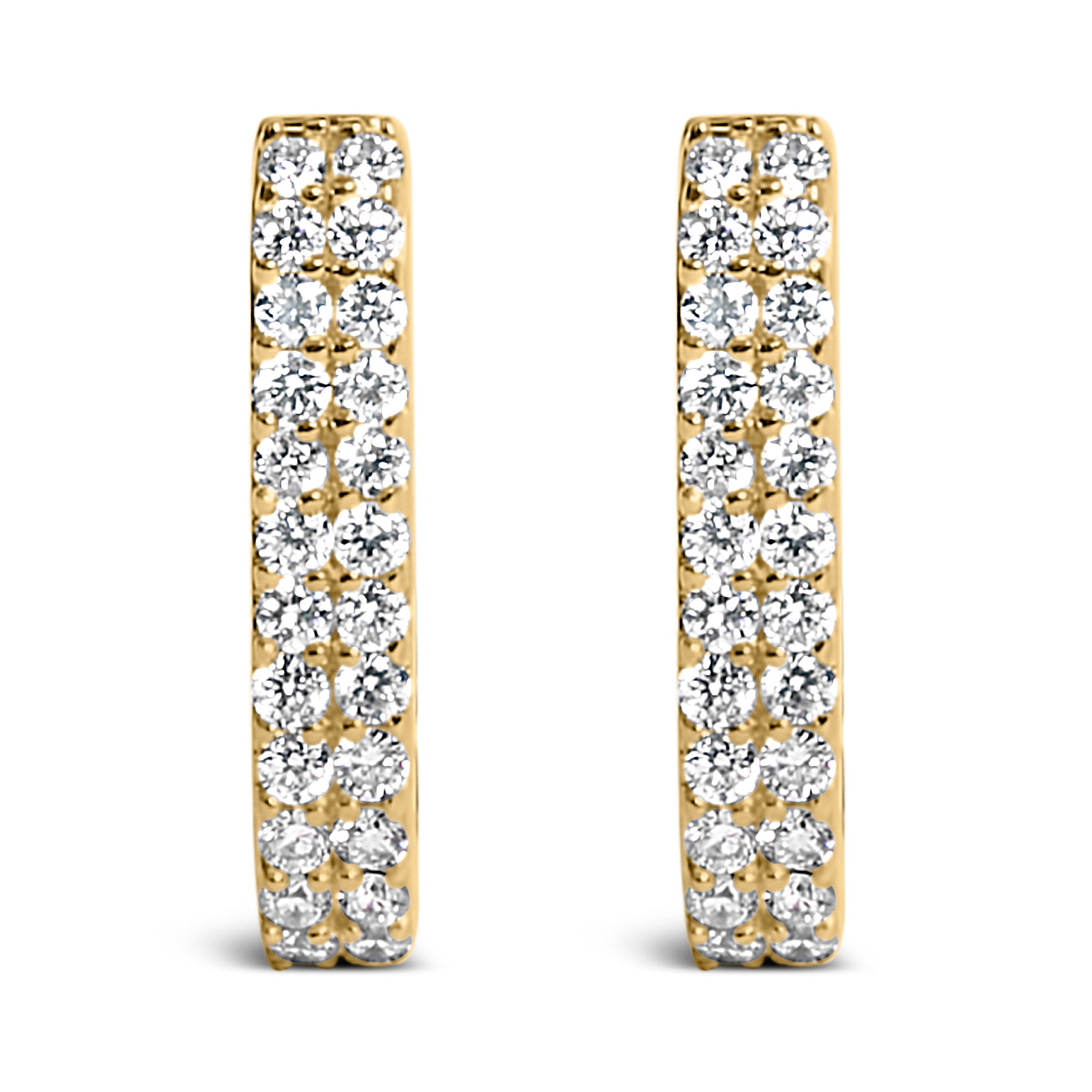 10K White Gold 1/4 Cttw Lab Grown Diamond Double Row Huggie Hoop Earrings