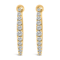 10K White Gold 1/4 Cttw Lab Grown Diamond Heart Shaped Huggy Hoop Earrings