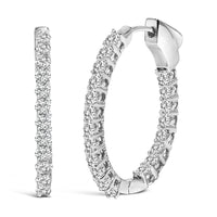 14K White Gold 1.0 Cttw Oval Lab Grown Diamond Hoop Earrings
