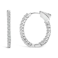 14K White Gold 1.0 Cttw Oval Lab Grown Diamond Hoop Earrings