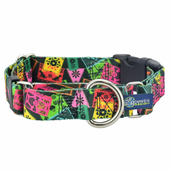 Paper Flags Buckle Martingale Dog Collar – EarthStyle-Pet Collars & Leashes-BIG FRENCHIES-2 Hounds Design