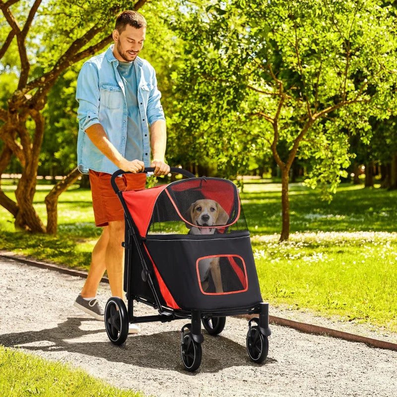 One-Click Foldable Stroller for Large Medium Small Dogs, Pet, Cats with Storage - BIG FRENCHIES