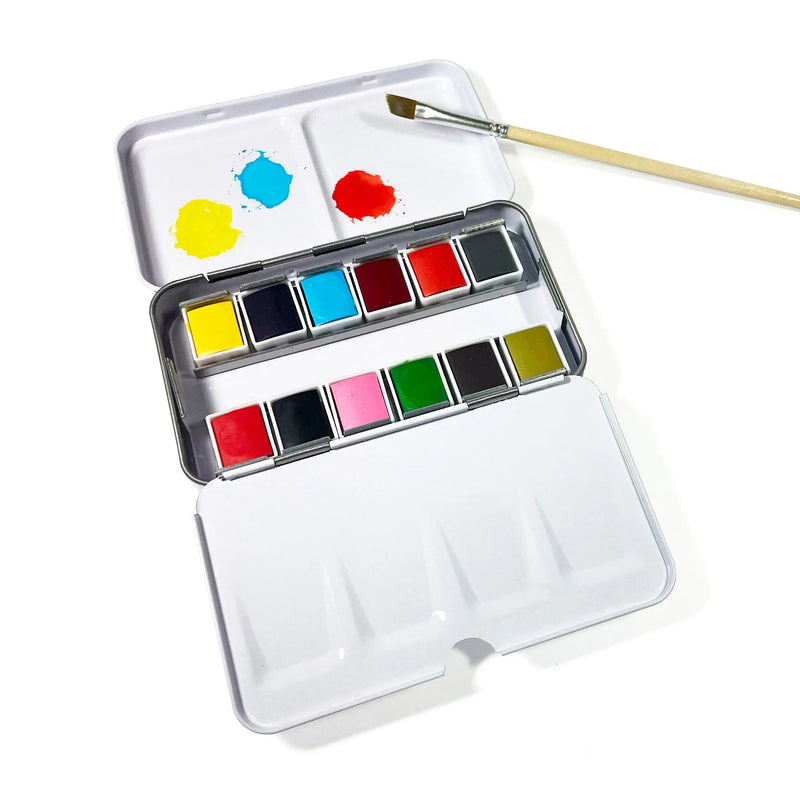 Watercolors – Metal Palette – 12 Colors – Travel Friendly - BIG FRENCHIES