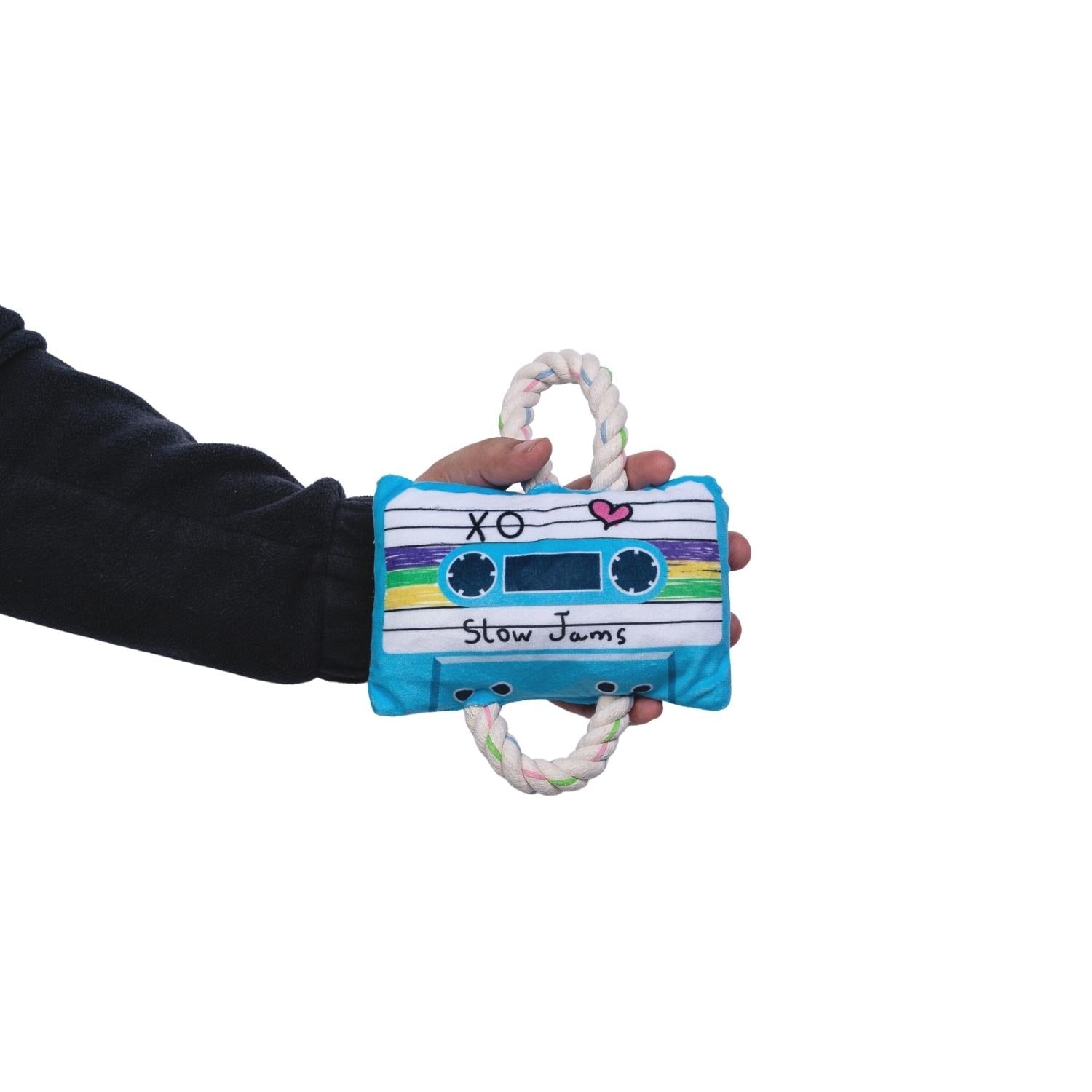 Retro Cassette Tape Plush Dog Toy – with Squeaker & Crinkle Paper for Fun Play - BIG FRENCHIES