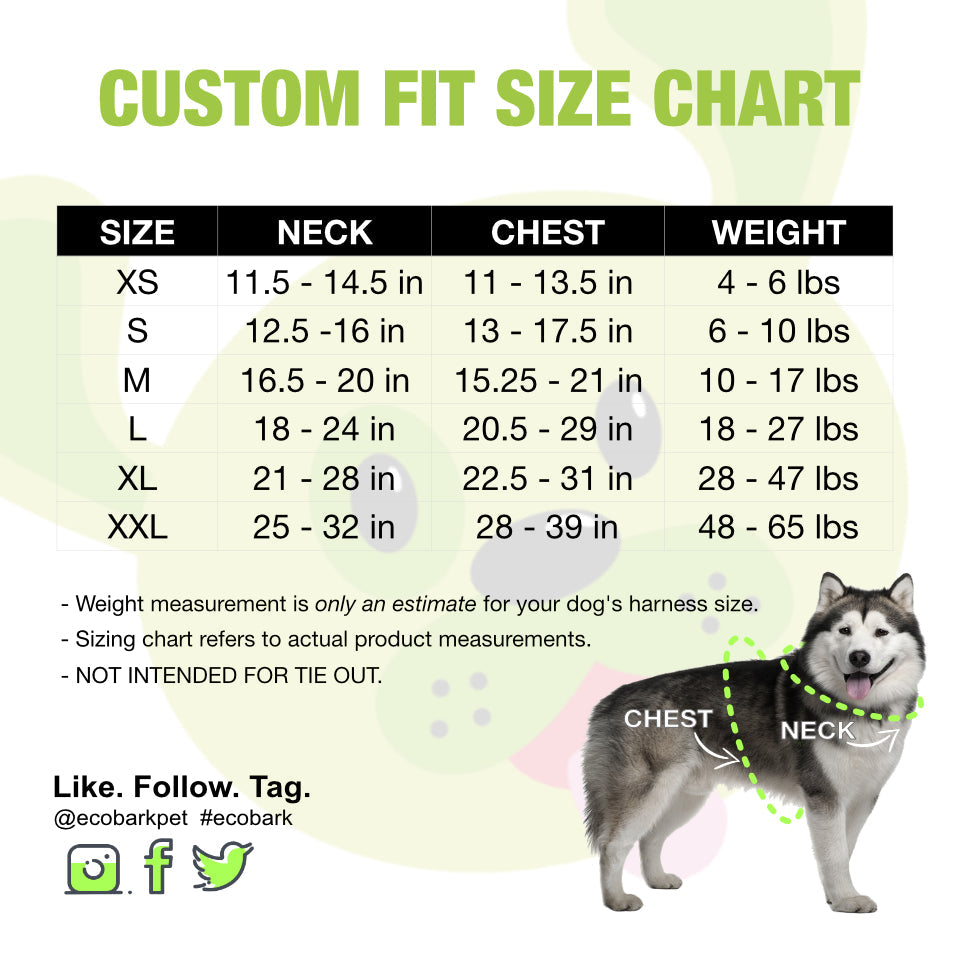 EcoBark Custom-Fit Harness & Leash Combo - Red Stripe - BIG FRENCHIES