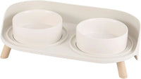 Elevated Ceramic Cat & Dog Bowl Set with Splash Guard, Non-Slip Stand (2x480ml) - BIG FRENCHIES