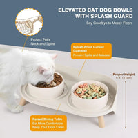 Elevated Ceramic Cat & Dog Bowl Set with Splash Guard, Non-Slip Stand (2x480ml) - BIG FRENCHIES