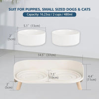 Elevated Ceramic Cat & Dog Bowl Set with Splash Guard, Non-Slip Stand (2x480ml) - BIG FRENCHIES