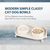 Elevated Ceramic Cat & Dog Bowl Set with Splash Guard, Non-Slip Stand (2x480ml) - BIG FRENCHIES
