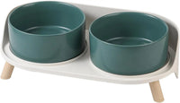 Elevated Ceramic Cat & Dog Bowl Set with Splash Guard, Non-Slip Stand (2x480ml) - BIG FRENCHIES