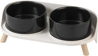 Elevated Ceramic Cat & Dog Bowl Set with Splash Guard, Non-Slip Stand (2x480ml) - BIG FRENCHIES