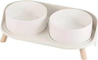Elevated Ceramic Cat & Dog Bowl Set with Splash Guard, Non-Slip Stand (2x480ml) - BIG FRENCHIES