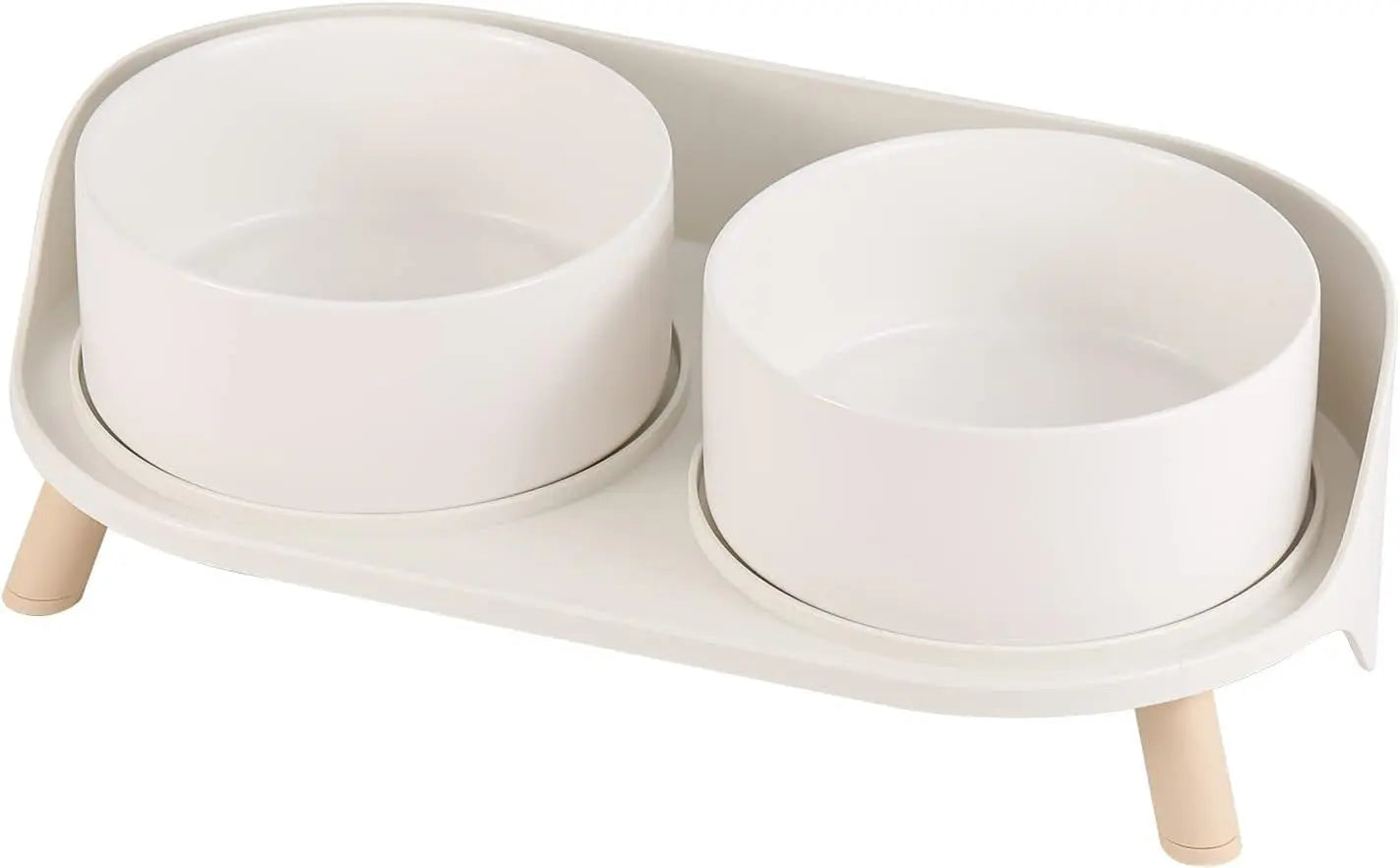 Elevated Ceramic Cat & Dog Bowl Set with Splash Guard, Non-Slip Stand (2x480ml) - BIG FRENCHIES