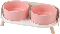 Elevated Ceramic Cat & Dog Bowl Set with Splash Guard, Non-Slip Stand (2x480ml) - BIG FRENCHIES