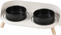 Elevated Ceramic Cat & Dog Bowl Set with Splash Guard, Non-Slip Stand (2x480ml) - BIG FRENCHIES