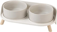 Elevated Ceramic Cat & Dog Bowl Set with Splash Guard, Non-Slip Stand (2x480ml) - BIG FRENCHIES